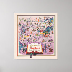 Dunlop Karte von Central Scotland Leinwanddruck