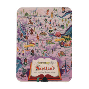 Dunlop Karte von Central Scotland Magnet