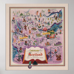 Dunlop Karte von Mittelschottland Poster
