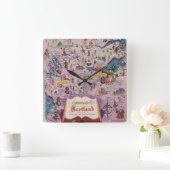 Dunlop Karte von Mittelschottland Quadratische Wanduhr (Zuhause)