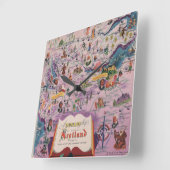 Dunlop Karte von Mittelschottland Quadratische Wanduhr (Winkel)