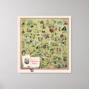 Dunlop Karte von Shakespeare-Land, England Leinwanddruck