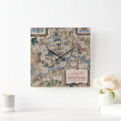 Dunlop map- Literary Landmarks of Central London Quadratische Wanduhr (Zuhause)