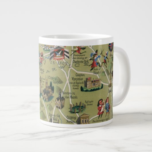 Dunlop Map of Shakespeare Country, England Jumbo-Tasse (Vorderseite Rechts)