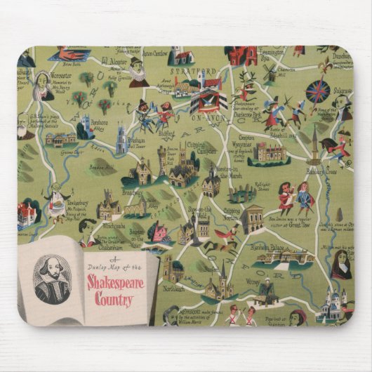 Dunlop Map of Shakespeare Country, England Mousepad (Vorne)