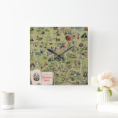 Dunlop Map of Shakespeare Country, England Quadratische Wanduhr (Zuhause)