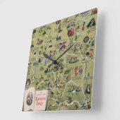 Dunlop Map of Shakespeare Country, England Quadratische Wanduhr (Winkel)