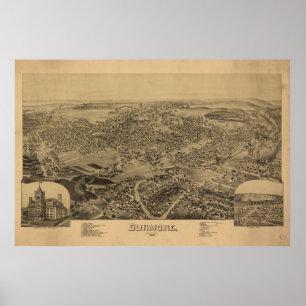 Dunmore Pennsylvania 1892 Antique Panoramic Map Poster