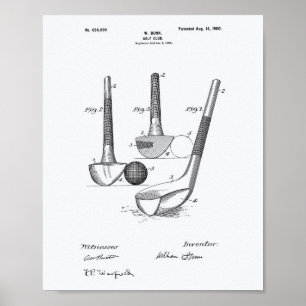 Dunn Golf Club 1900 Patent Art - Weißes Papier Poster