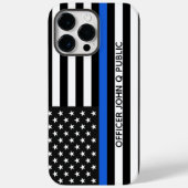 Dünnblaue Linie Amerikanische Flagge mit Namen Case-Mate iPhone Hülle (Rückseite)