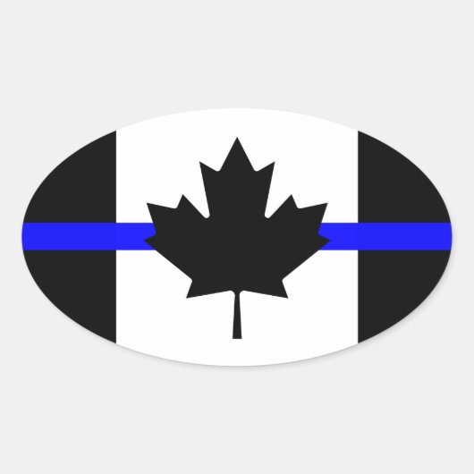 Dünnblaue Linie - Kanada-Version Ovaler Aufkleber (Vorderseite)