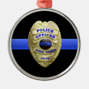 Dünnblaue Linie Polizeipolizei Abzeichen Metallver Ornament Aus Metall