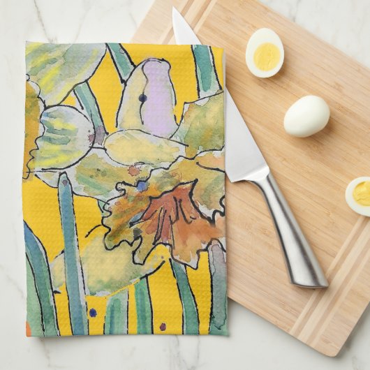 Dünndarm Blume Blumenfeder Wasserfarben Orange Geschirrtuch (Viertel Falte)