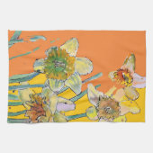 Dünndarm Blume Blumenfeder Wasserfarben Orange Geschirrtuch (Horizontal)