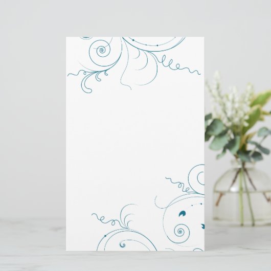 Dünne Aquamarine Wirbel Briefpapier (Stehend Vorderseite)