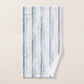 Dünne Aquarellstreifen, Navy Blue, Slate, Grau Badhandtuch Set (Handtuch)