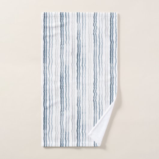 Dünne Aquarellstreifen, Navy Blue, Slate, Grau Badhandtuch Set (Handtuch)