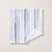 Dünne Aquarellstreifen, Navy Blue, Slate, Grau Badhandtuch Set (Waschlappen)