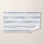 Dünne Aquarellstreifen, Navy Blue, Slate, Grau Badhandtuch Set (Handtuch)