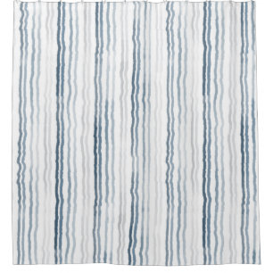 Dünne Aquarellstreifen, schiefer blau, grau, weiß Duschvorhang