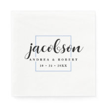 Dünne blaue GrenzNapkins mit Nachname