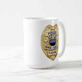 Dünne blaue Linie - 25 Jahre Polizeipolizei Abzeic Kaffeetasse (VorderseiteRechts)