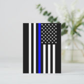 Dünne blaue Linie Amerikanische Flagge Schwarz und Postkarte (Stehend Vorderseite)
