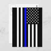 Dünne blaue Linie Amerikanische Flagge Schwarz und Postkarte (Vorne/Hinten)