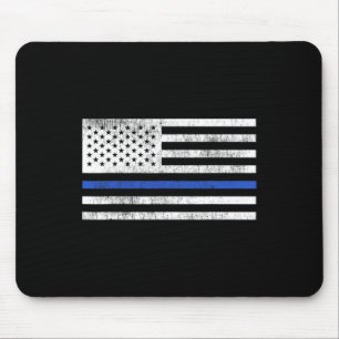 Dünne blaue Linie Amerikanische Flagge Verteidige Mousepad