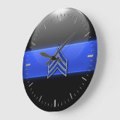 Dünne blaue Linie - blaue/weiße Streifen große Große Wanduhr (Winkel)