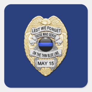 Dünne blaue Linie Einmalnahrung-Square-Aufkleber Quadratischer Aufkleber