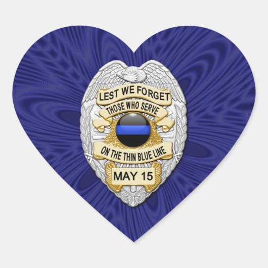 Dünne blaue Linie Eins-a-Kind Herz-Aufkleber (Vorderseite)