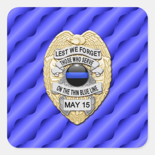 Dünne blaue Linie Eins-a-Kind Quadratischer Aufkleber (Vorderseite)