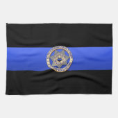 Dünne blaue Linie Flagge u. Abzeichen Geschirrtuch (Horizontal)