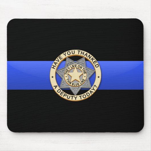 Dünne blaue Linie Flagge u. Abzeichen Mousepad (Vorne)