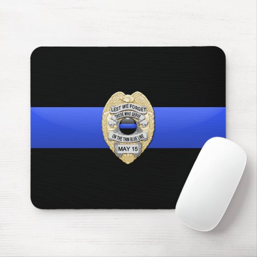 Dünne blaue Linie Flagge u. GoldAbzeichen Mousepad (Mit Mouse)