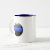 Dünne blaue Linie - glühende Schaltfläche und Gold Zweifarbige Tasse (Vorderseite Links)