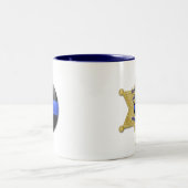 Dünne blaue Linie - glühende Schaltfläche und Gold Zweifarbige Tasse (Mittel)