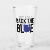 Dünne blaue Linie hinter der Unterstützung der bla Glas (Rückseite)