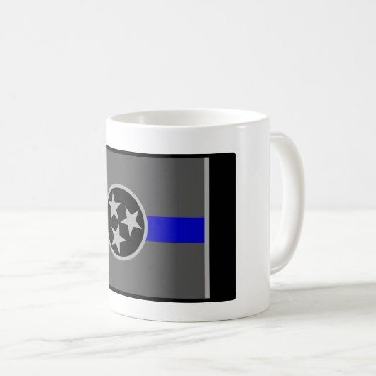 DÜNNE BLAUE LINIE KAFFEETASSE (VorderseiteRechts)