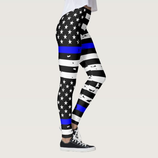 Dünne blaue Linie Leggings - horizontal (Rechts)