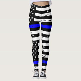 Dünne blaue Linie Leggings - horizontal