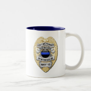 Dünne blaue Linie leuchtender Button und goldenes  Zweifarbige Tasse
