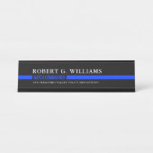 Dünne blaue Linie minimale personalisierte Polizei Schreibtischnamensplakette (Vorderseite )