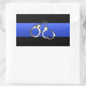 Dünne blaue Linie mit Handschellen Rechteckiger Aufkleber (Tasche)