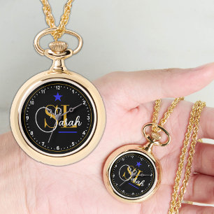 Dünne blaue Linie, Mit Monogramm Name und Untersch Armbanduhr
