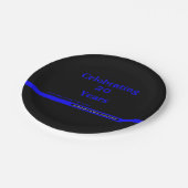 Dünne blaue Linie mit Name Police Retirement Pappteller (Schrägansicht)