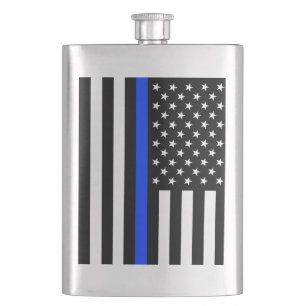 Dünne Blaue Linie Polizei-Flagge Flachmann