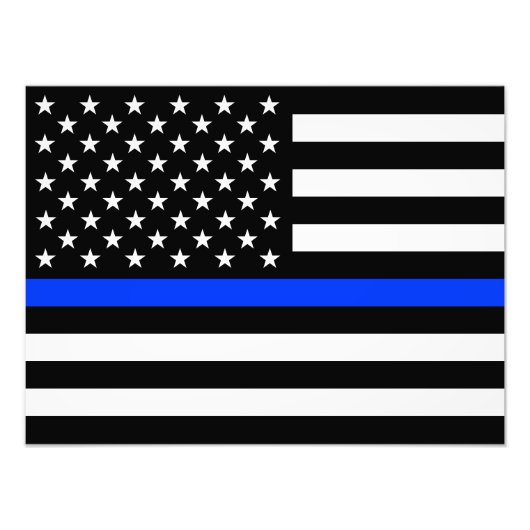 Dünne Blaue Linie Polizei-Flagge Fotodruck (Vorne)