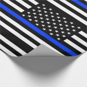 Dünne Blaue Linie Polizei-Flagge Geschenkpapier (Ecke)